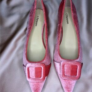 C.Paravano Pink Velvet Flats